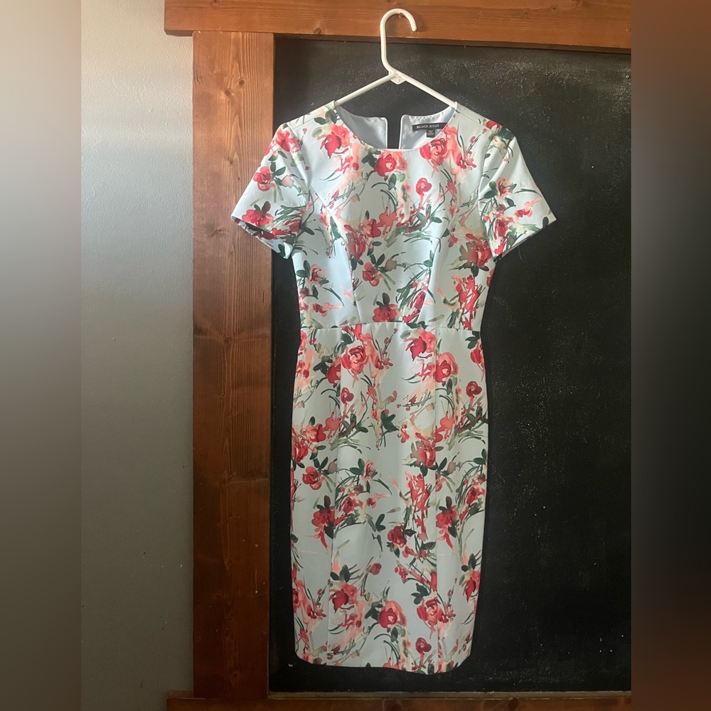Black Halo Floral Jodee Sheath Floral Dress size 4 euc